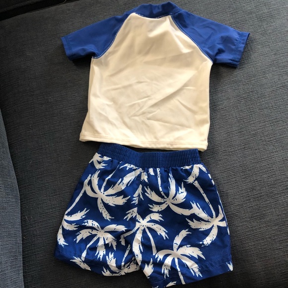 NWT Crazy 8 swim trunks and rashguard “Local” palm tree set - Picture 2 of 3